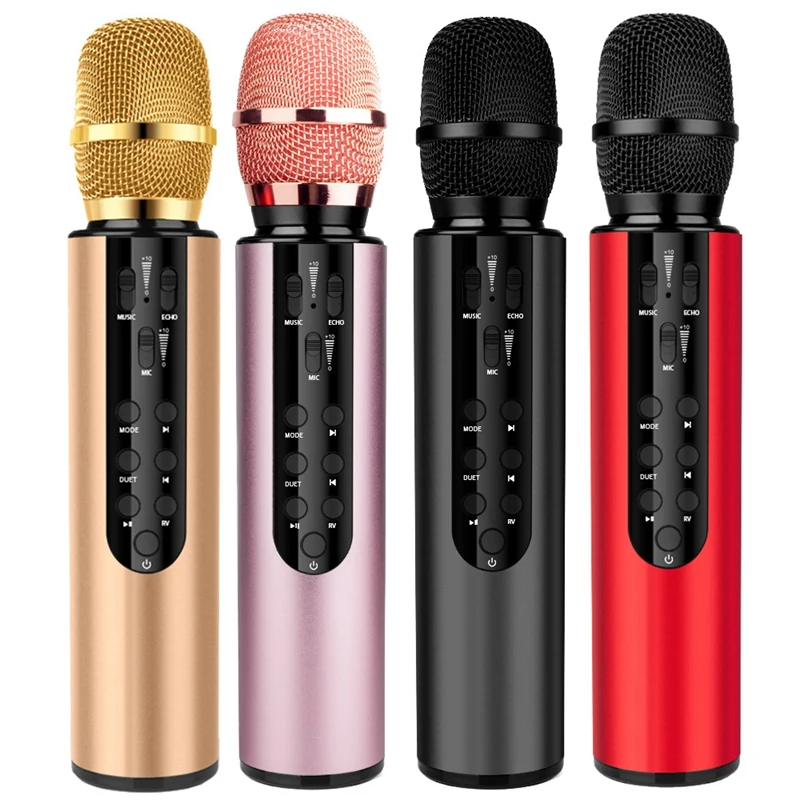 

NEW-Wireless Bluetooth Microphone Dual Speaker Condenser Microphone Portable Karaoke Mic for Live Streaming Speech