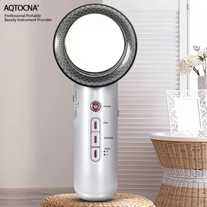 Goedkoop Aqtocna Facial Lifting 3 In 1 Ems Infrarood Ultrasone Body Massager Anti Cellulite Fat Burner Gewichtsverlies Lichaam Vermagering Machine