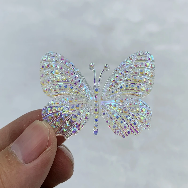 

32*43mm DIY Bling Butterfly Crystal AB Resin Rhinestone Flatback Cabochon Stone DIY Wedding Decoration Crafts -16W182