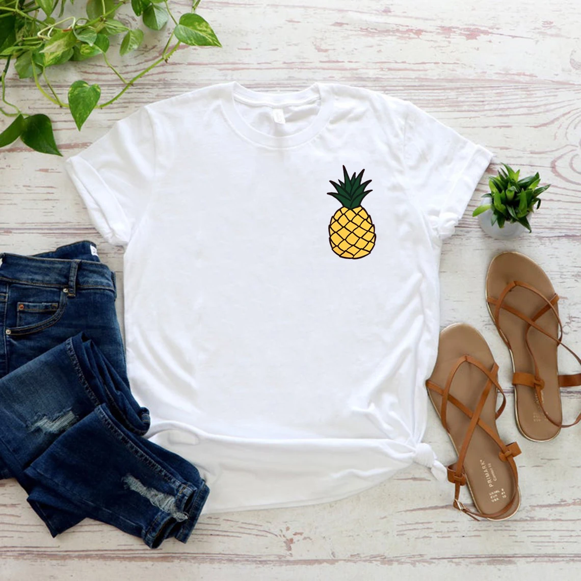 Женская футболка с ананасом летняя повседневная рисунком | одежда