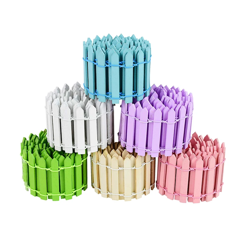 

1Meter 3/5cm Colorful Palisade Mini Fence Miniature Fairy Garden Micro Mini Wooden Craft Home Decor