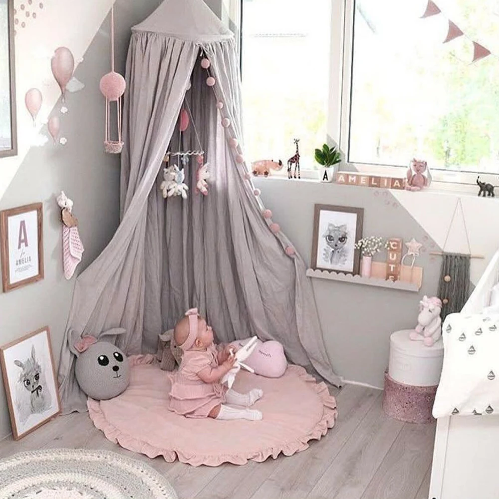 

Junejour Nordic Newborn Baby Padded Play Mats Soft Cotton Crawling Mat Game Rugs Round Floor Carpet For Kids Interior Room Decor
