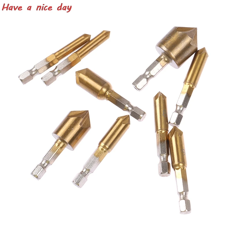 

3PCs 6PCs HSS Chamfer Drill Bit 1/4" Hex Shank 90 Degree Wood Chamfering Cutter