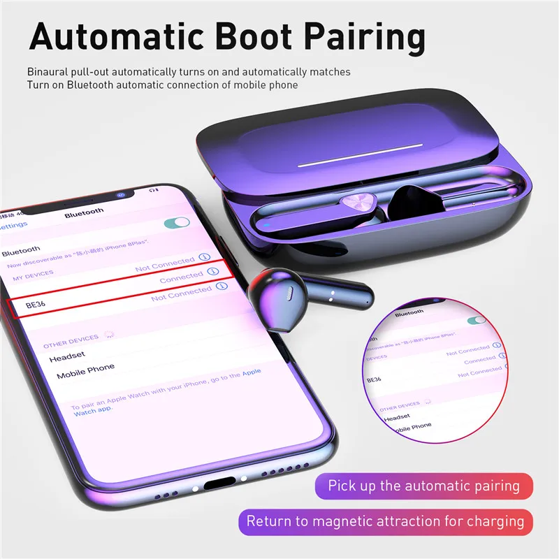 TWS-стереонаушники BE36 с поддержкой Bluetooth 5 0 и сенсорным управлением | Электроника