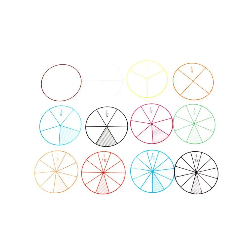 12 шт/лот математические дроби круги игрушки Пластиковые пронумерованные фишки