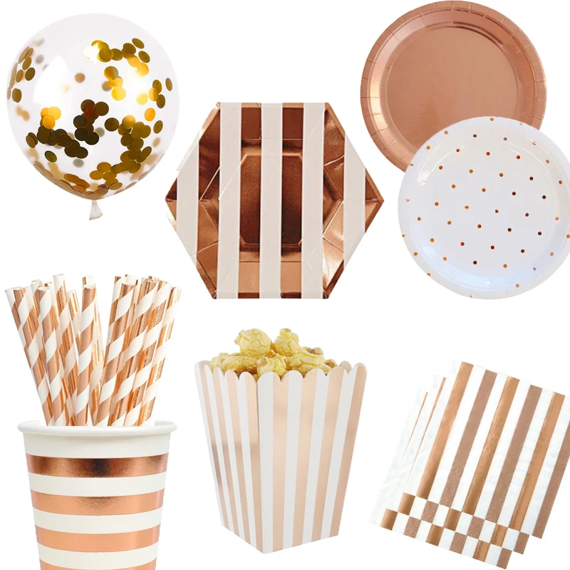 Вечерние принадлежности из розового золота одноразовая посуда бокал для