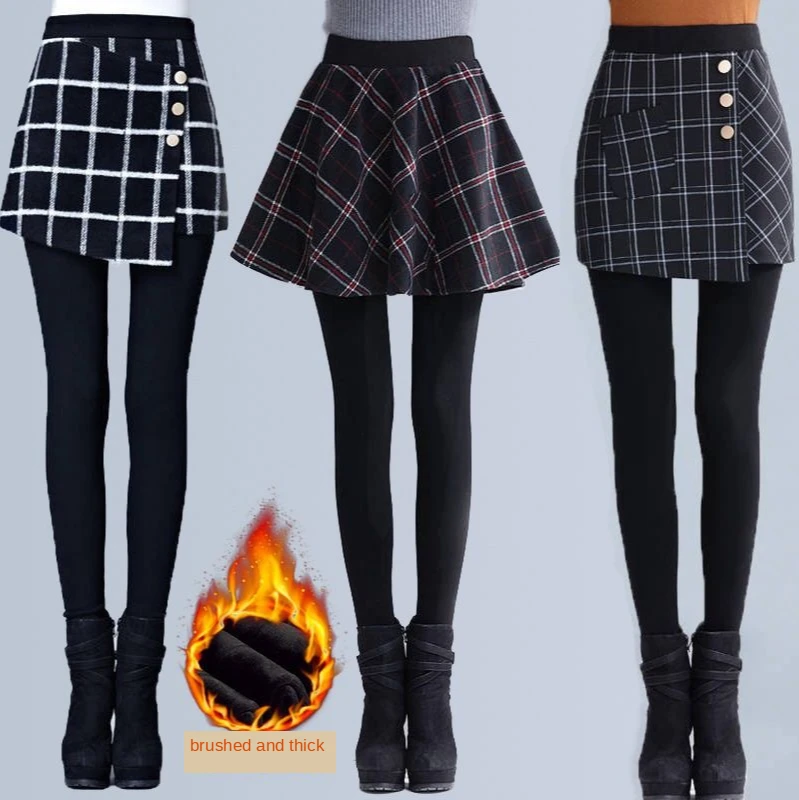 Женские зимние сапоги шотландская юбка комплект платья из двух частей леггинсы