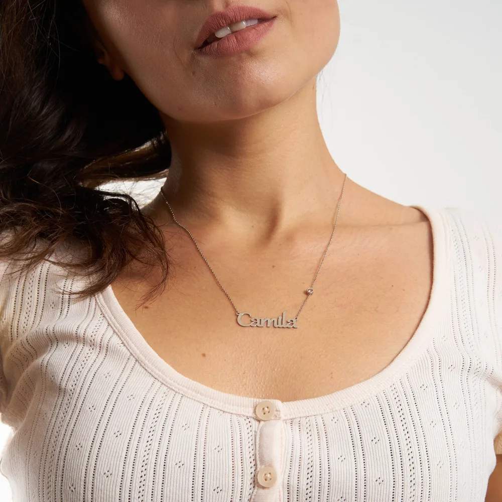 Customized Name Necklace Stainless Steel Gold Choker Personalized Name With Birthstone Pendant Necklace For Women Birthday Gifts