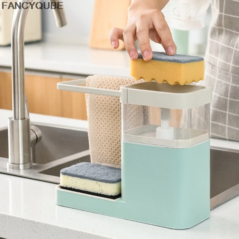 

Detergent Semen Box Bathroom Automatic Liquid Dispenser Push Liquid Storage Box Dishwashing Brush Soap box Kitchen Accessories