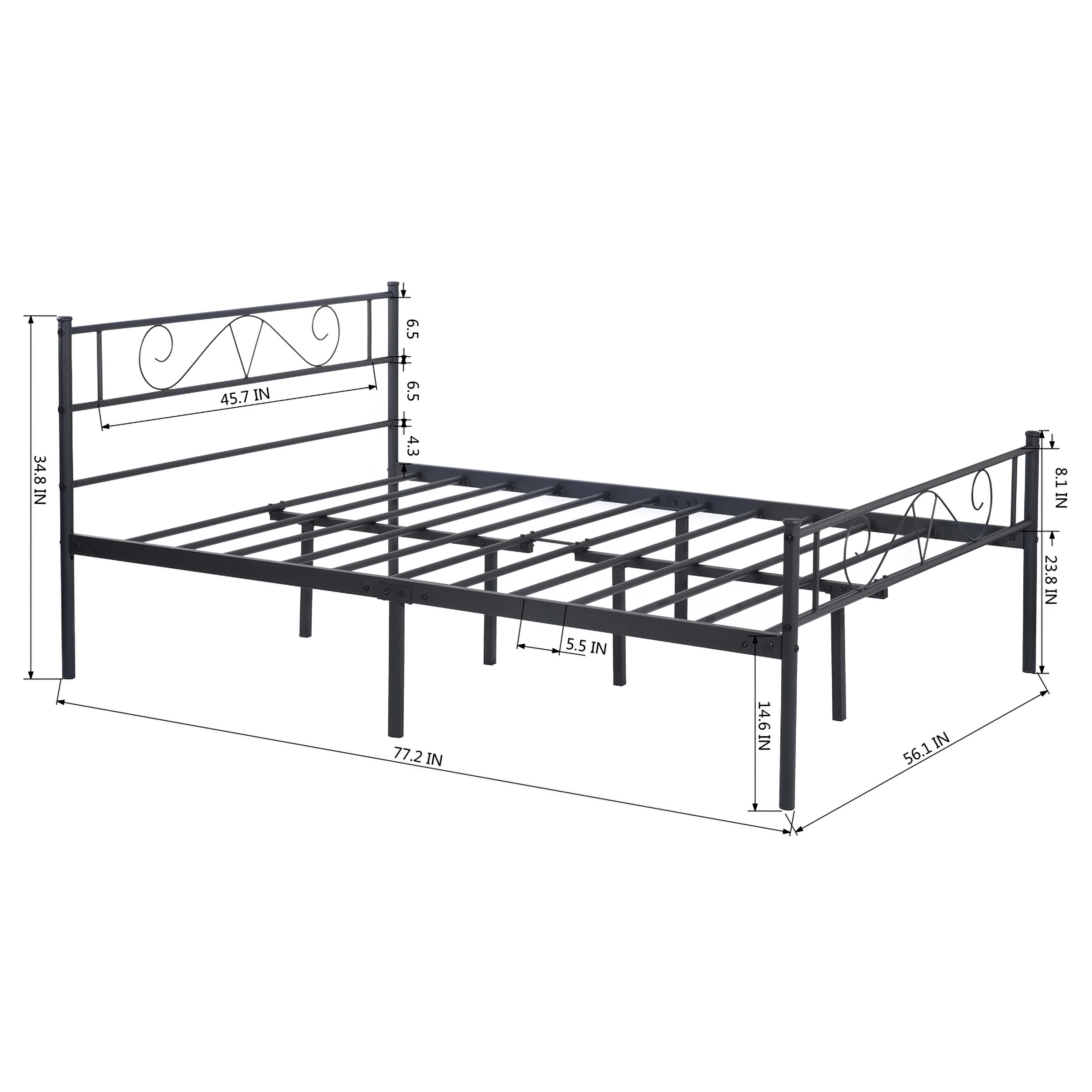 

INS Nordic style medium and small apartment bedroom with iron frame double bed