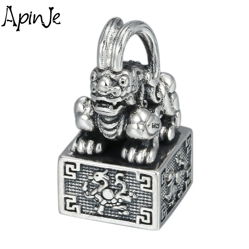 

Apinje Thai Silver 925 Sterling Silver Pendant for Men Women Pi Xiu Seal Prayer Good Luck Pendant
