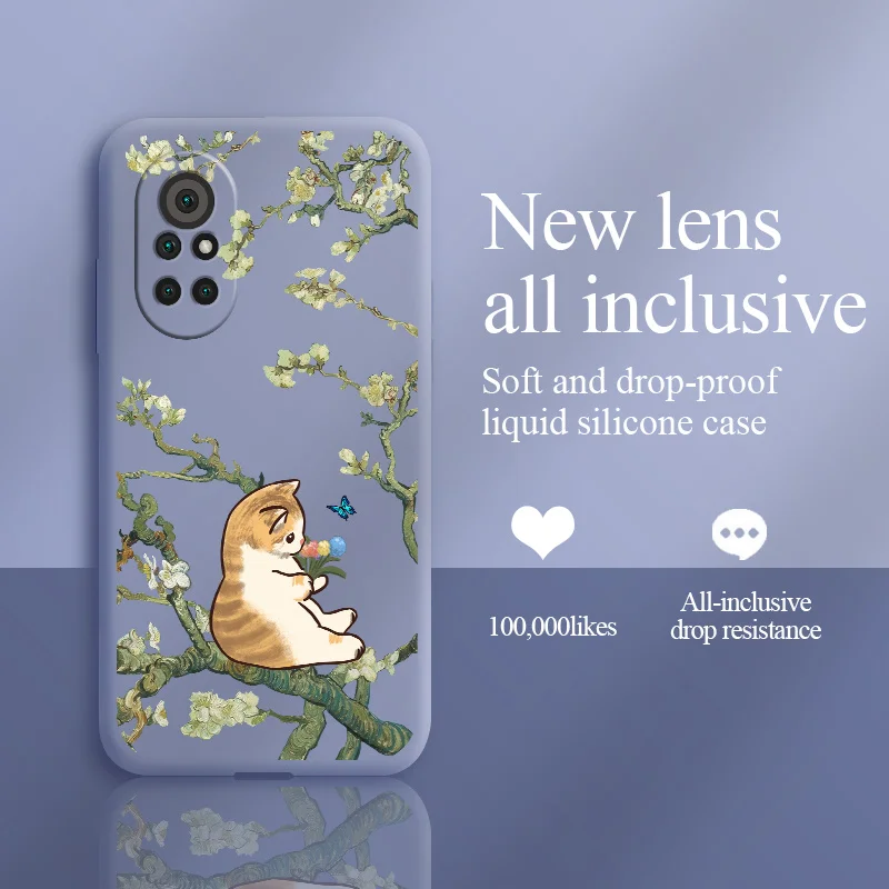 

Cute Cat Phone Case For Huawei Nova8 8Pro 8SE Nova 7 7Pro 7SE 6 6se 5 5Pro 5Z 5I 5Ipro 5T 4 4E Silicone Cover