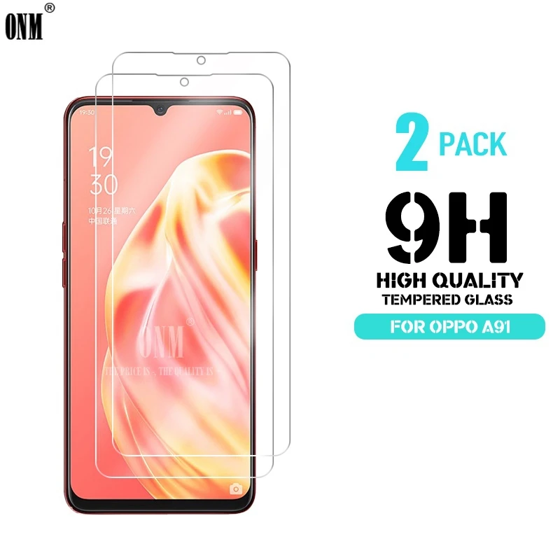 2 шт закаленное стекло для Oppo A91 защита экрана 2.5D 9H Премиум Закаленное Защитная