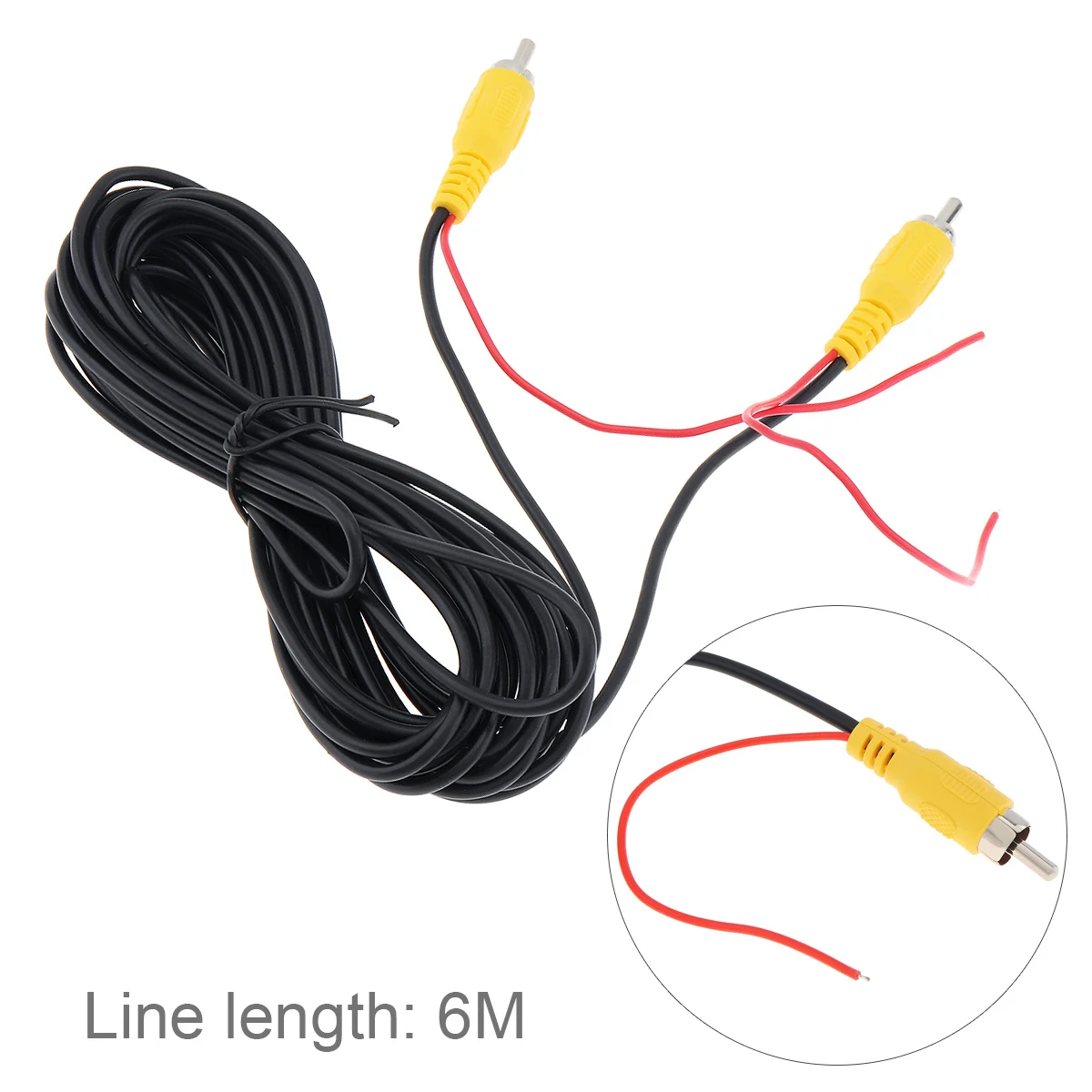 

6 M RCA Female Male Car Reverse Rear View Parking Camera Video Extension Cable Cord with Trigger Wire