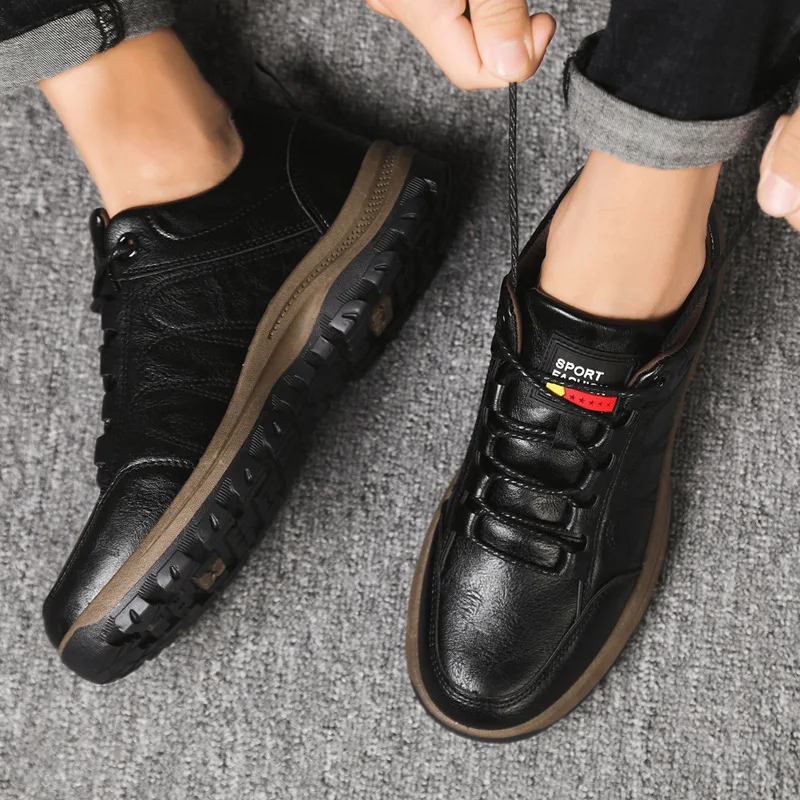 

Мужские кожаные туфли ручной работы, дышащая мягкая спортивная обувь в стиле ретро, на шнуровке, для прогулок