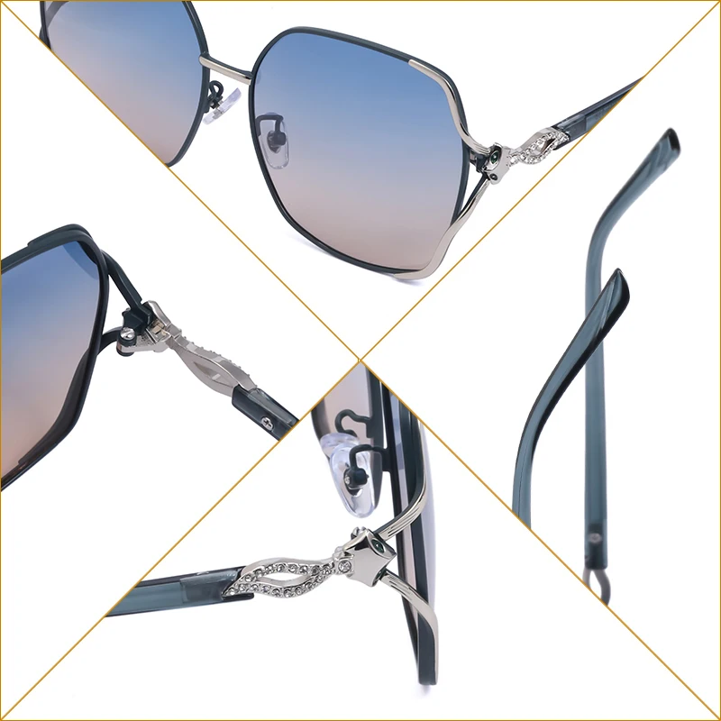 

Women Stylish Polarized Sunglasses Big Frame Diamond Fox Sun Glasses Luxury Brand Designer Eyewear UV400 Lunettes