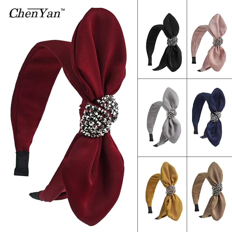 Модная женская повязка на голову Chen Yan тканевая однотонная с перехлёстом