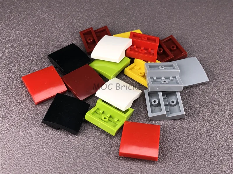 100 шт./лот MOC кирпичи 15068 изогнутый наклонный кирпич 2x2 белый красный черный яблоко