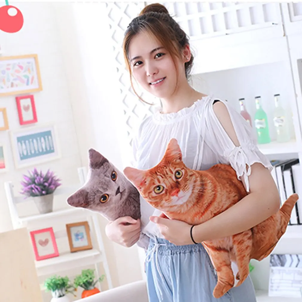 

50cm 3D Simulation Plush Cat Pillows Cute Cat Soft Stuffed Animals Cushion Sofa Decor Cartoon Plush Toys for Children Kids Gift