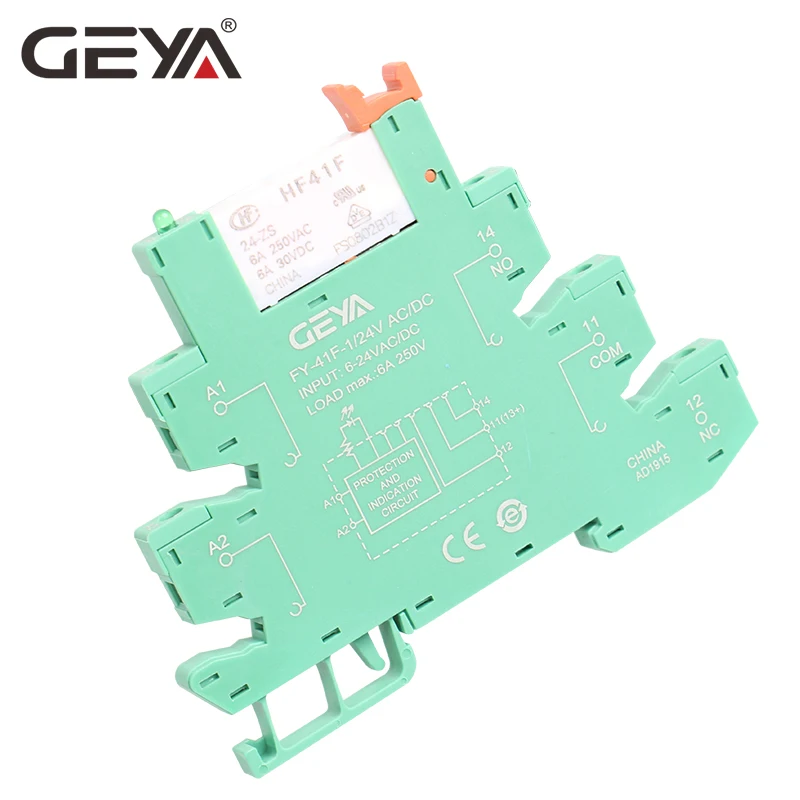 GEYA тонкий релейный модуль цепи защиты 6A реле 12VDC/AC или 24VDC/AC реле разъем 6,2 мм толщина