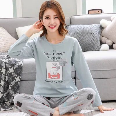 Унисекс пижамы мужские хлопковые пижамы мужские 4xl повседневные пижамы мужские пижамы с круглым вырезом шеи мужские зимние хлопковые мужские пижамы набор XL XXXL - Цвет: Women pajama