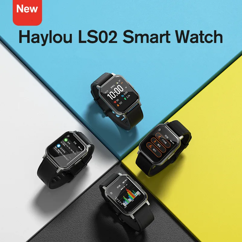  New Fashion Comfortable Haylou LS02 Smart Watch, IP68 Waterproof ,12 Sport Modes,Call Reminder, Bluetooth 5.0 Smart Band 