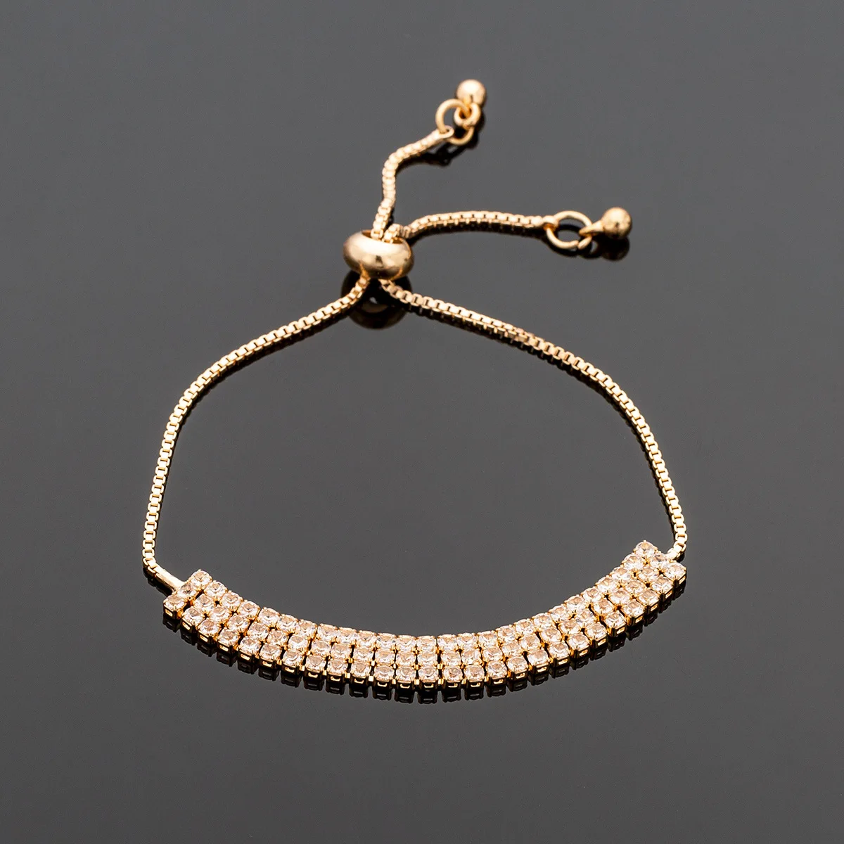 

Simple Bracelet Full Row Crystal Adjustable Bracelet Elegant Girl Bracelet Summer Party Jewelry Daily Accessories Birthday Gift