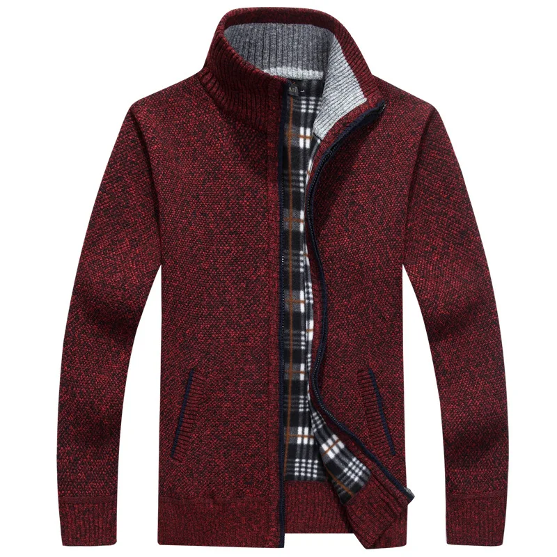 

Cardigan Men Sweater Cotton Cashmere Zip Khaki Black Winter Sweaters Zipper Male Thick Warm Plus Size XXXL 4XL 5XL