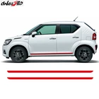 2 шт. стайлинга автомобилей сбоку юбка Декор наклейки спортивные полоски наклейки на авто кузова обе стороны двери виниловые наклейки в виде Фотообоев c переводными картинками для Suzuki IGNIS