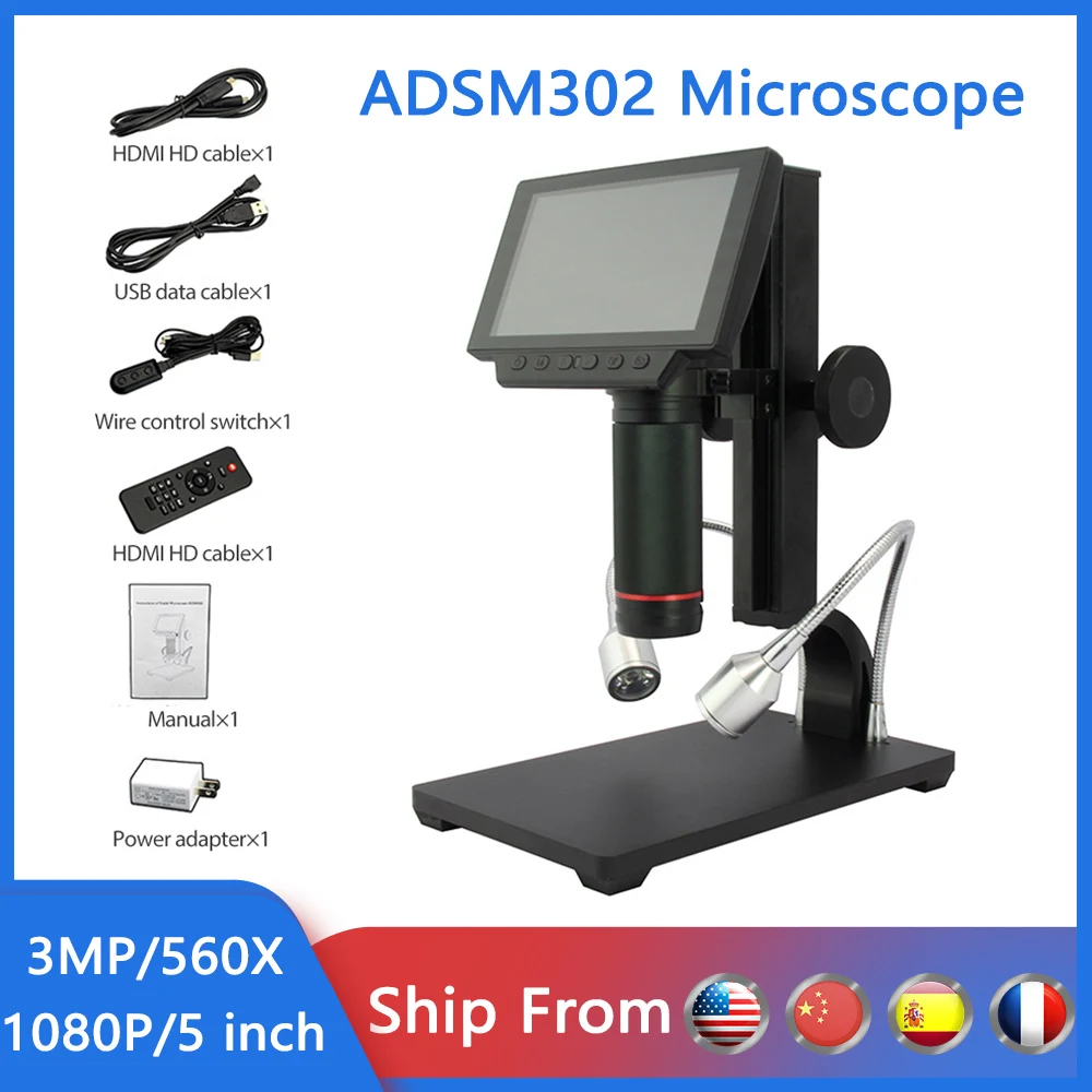 

ADSM302 Digital Microscope HDMI/AV Long Object Distance USB Digital Microscope For PCB Repair Phone Watch Soldering Tool BGA SMT