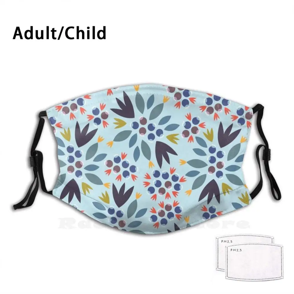 Многоразовая маска для лица Pm2.1346 с забавным принтом черники красные синие яркие