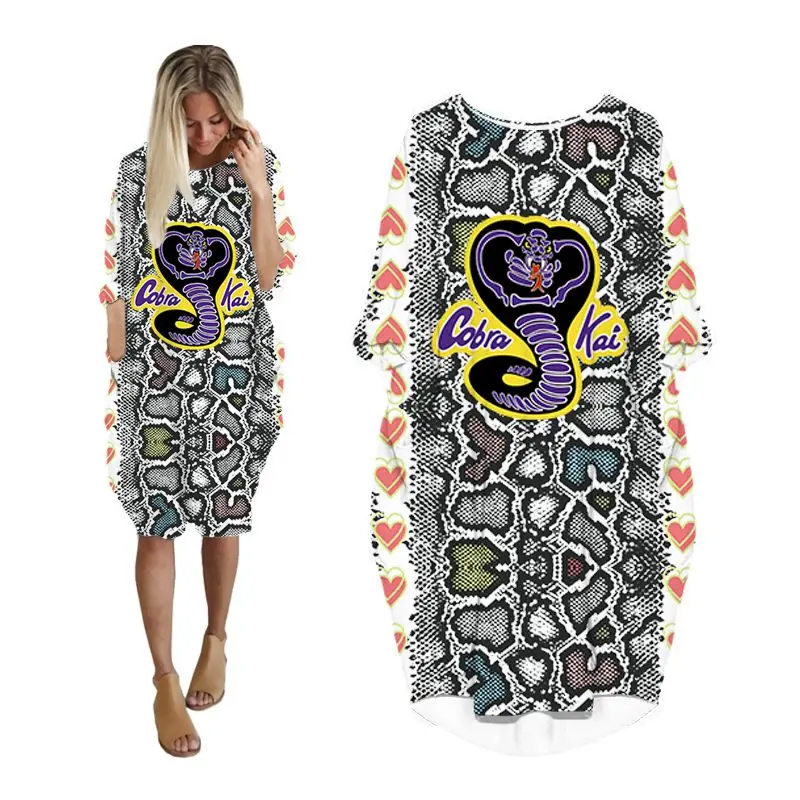 

Midi Street Style Dress Shirt Woman Cobra 3d Printed Fashion Pocket Harajuku Long Sleeve Casual Dresses Womens Plus Size Clothes