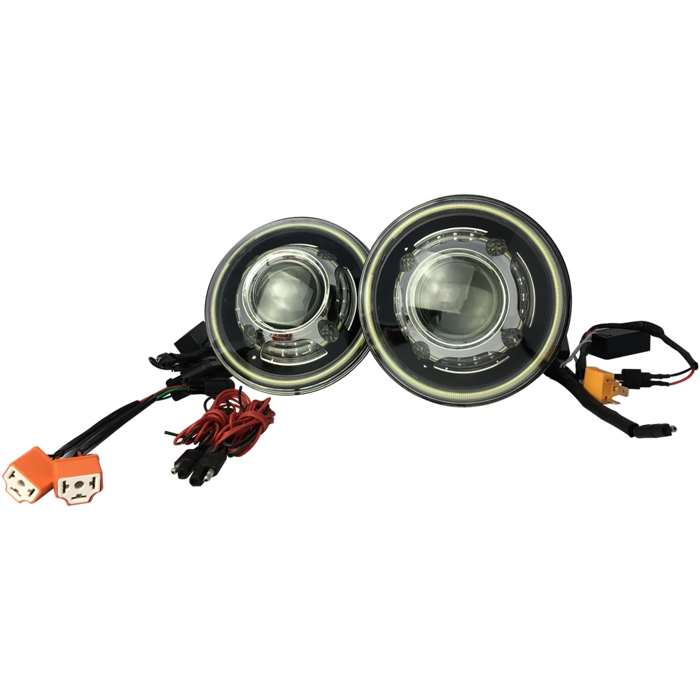 7 дюймовый круглый светодиодный проекторы фары с Демон Ангел гало кольца для JK