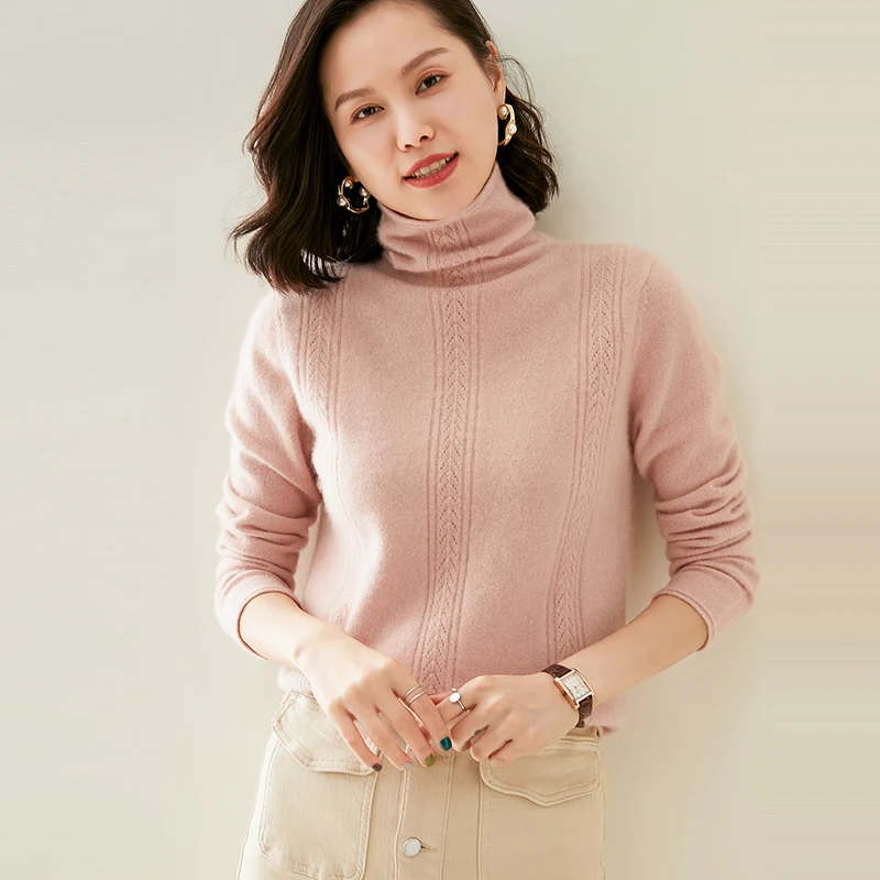 adishree 2020 woman winter 100% Cashmere sweaters autumn knitted Pullovers High Quality Warm Female thickening Turtleneck
