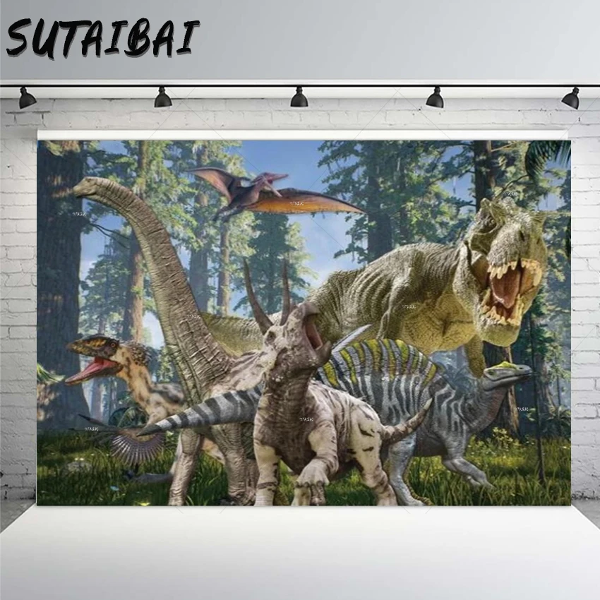 

Dinosaur Backdrops Jungle Forest Safari Wild Boy Newborn Birthday Party Jurassic World Park Custom Poster Photography Background