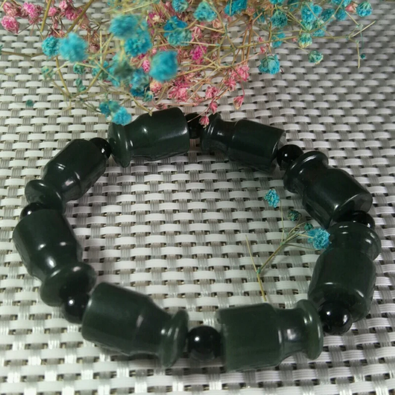 

Natural Hetian Jade Handwork Jade Bracelet Jewelry Lucky Exorcise Evil Spirits Safet Amulet Fine Jade Jewelry Bracelet