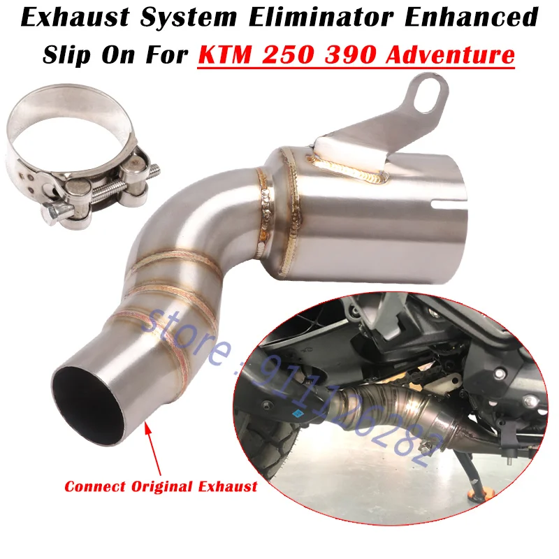 

For KTM 250 390 Adventure 2020 2021 Motorcycle Exhaust Escape Original System Catalyst Delete Mid Link Pipe Eliminator Enhanced
