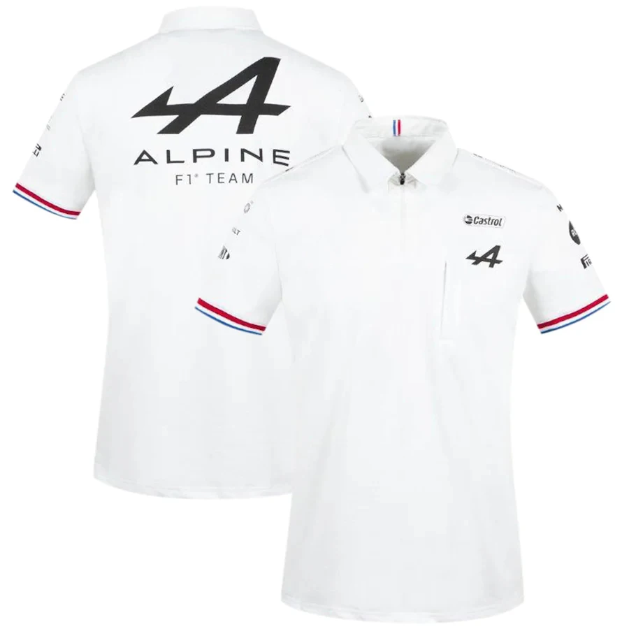 

Alpine F1 Team ARacing 2021 Season Motorsport T-Shirt White Black Breathable Teamline Short Sleeve Polo Shirt Car Fan Clothing