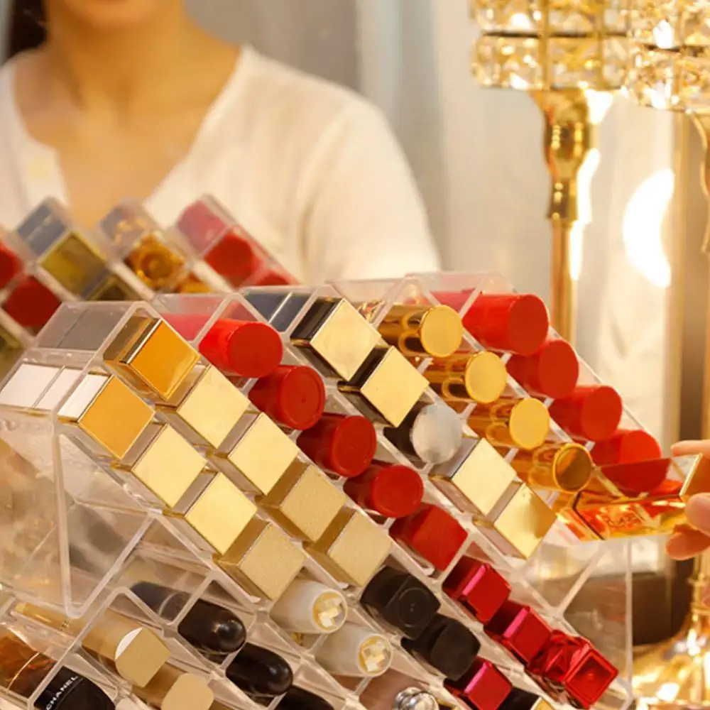Desktop Lipstick Storage Box Acrylic Dressing Table Brush Transparent Finishing Rack | Красота и здоровье