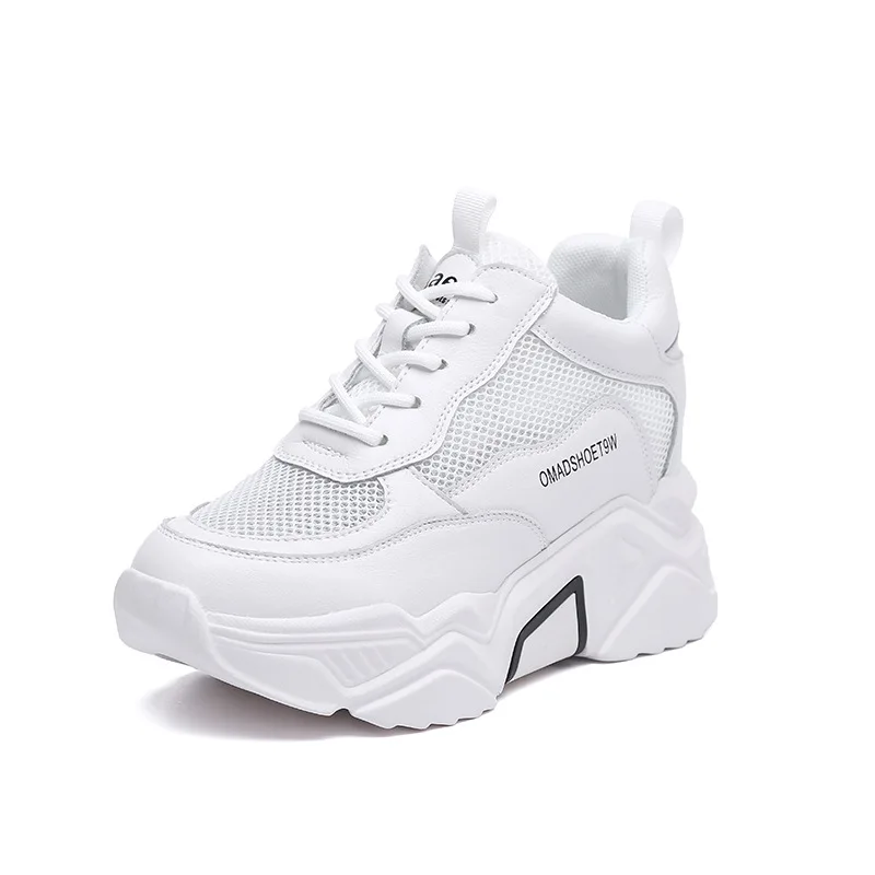 

Inner increase 8CM breathable mesh white shoes female spring and autumn new thick-soled sports and leisure all-match old shoes