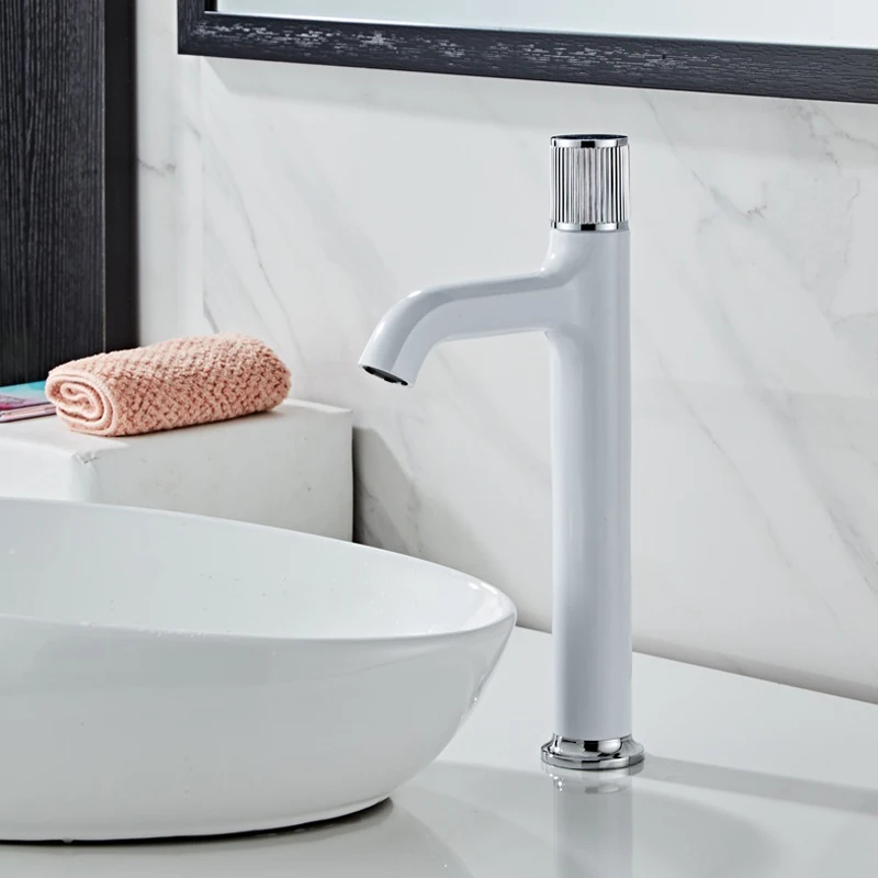 Новый промышленный стиль латунный белый смеситель для ванной комнаты крепление