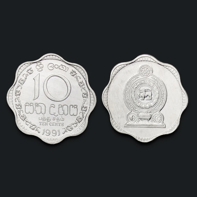 Sri Lanka 10 cents shaped aluminum coin 1991 New Genuine Original Coins 100% Real Issuing Unc | Дом и сад