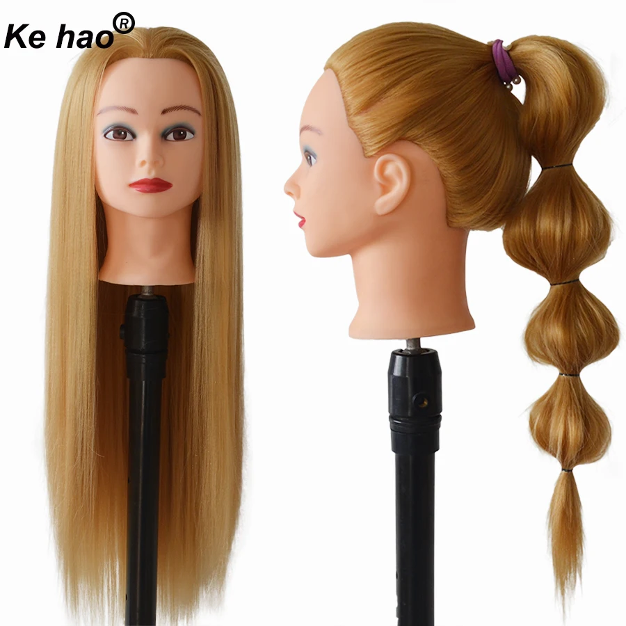 Head For Hairstyles 100% Heat Temperature Fiber Synthetic Hair Mannequin For Hairstyles 24inch Long Blonde Color For Braiding