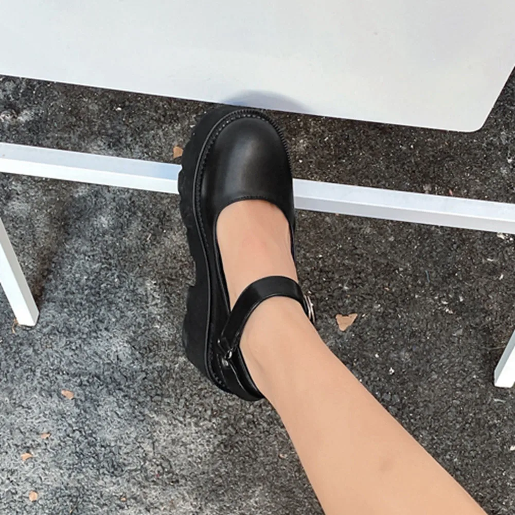 

DoraTasia New Female Square High Heels Spring 2021 Pumps Fashion Buckle Platform Black Pumps Women Cute Concise Shoes Woman