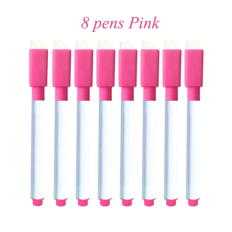 8Pink 8 шт акварельные кисти маркеры для белой доски сухая стираемая ручка с ластиком магнитные маркеры для письма Акварельная ручка - Цвет: 8Pink