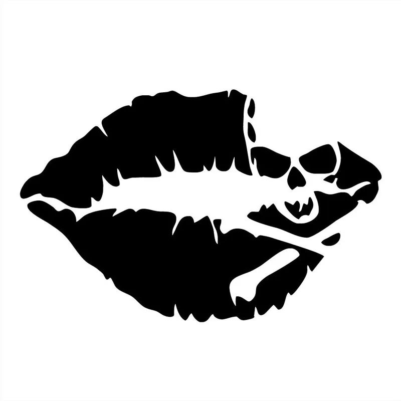 

Sexy Lips Skull Car Sticker Personalized Motorcycle Car Sticker PVC Decal Suitable for All Kinds of Cars Black/White, 12cm*8cm