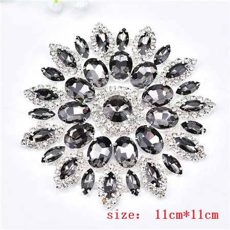 black diamond silver Высокое качество прозрачный кристалл AB аппликация СТРАЗА свадебное платье украшение стеклянные нашивки со стразами шитье для одежды DIY ткань - Цвет: black diamond silver
