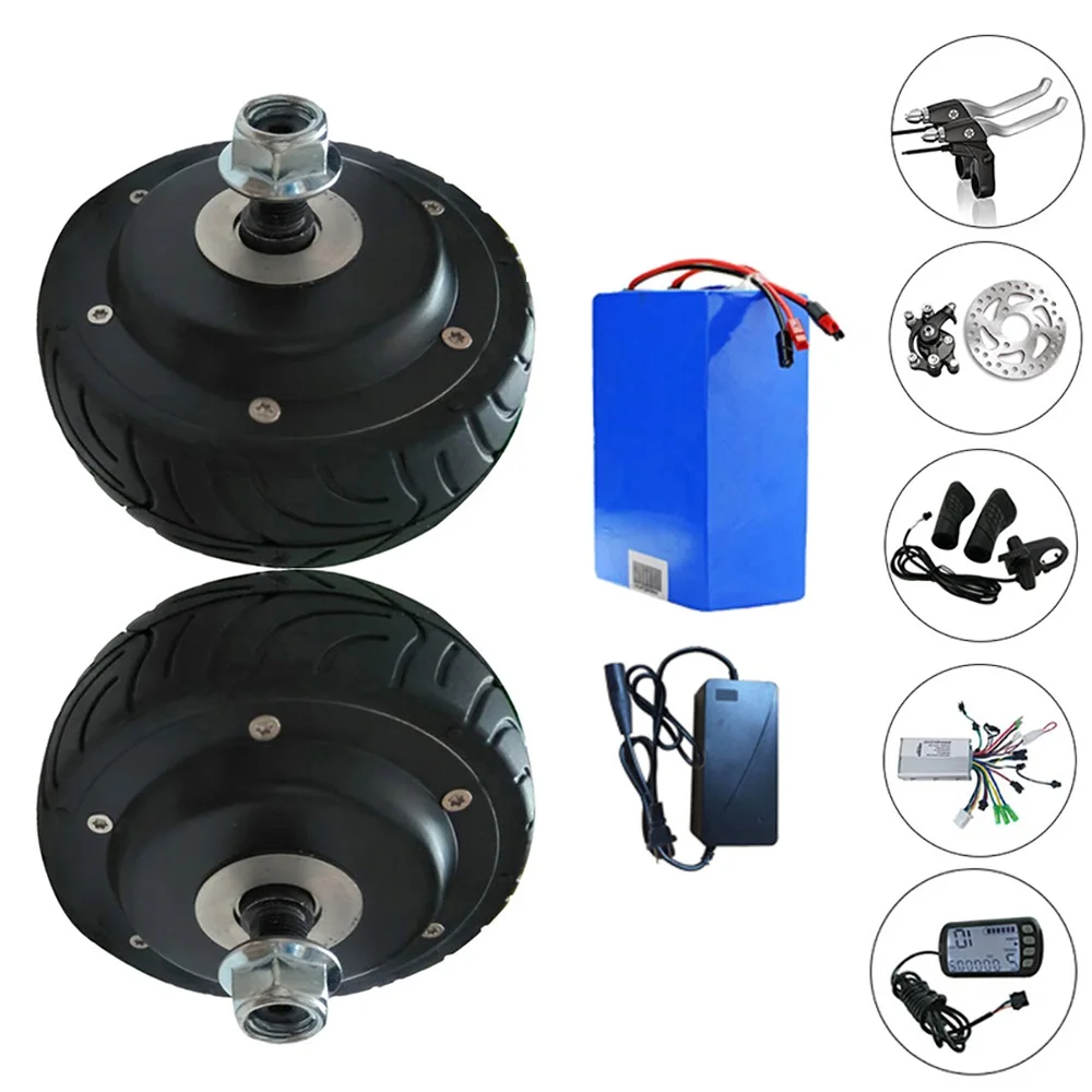 

4 inch Hub 24V 36V 250W BLDC Motor double drive Electric Bicycle Wheel electric for Scooter bicicleta electrica 10Ah Battery