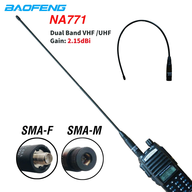 

Baofeng NA-771 Antenna SMA-F SMA-M Dual Band Antenna Flexible VHF/UHF 144/430MHz for Radio UV-5R UV-82 BF-888S UV82 uv5r
