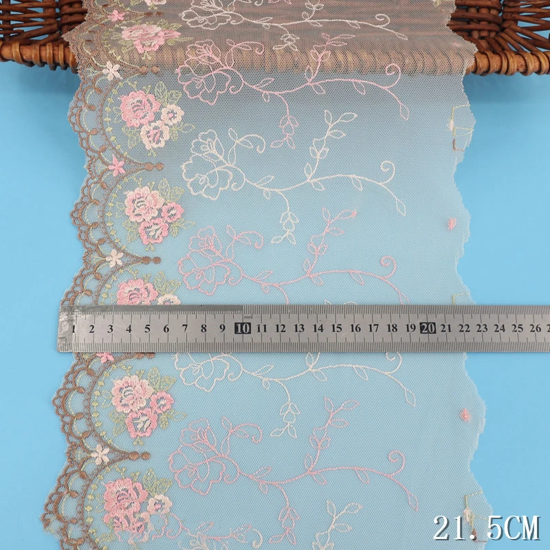Кружевная ткань для одежды с цветочным краем и вышивкой